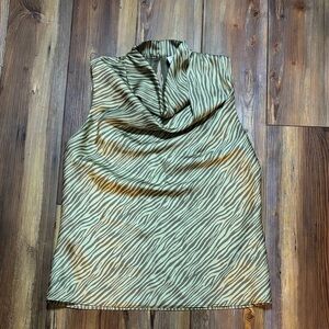 Joie Zebra Print Green Sleeveless Blouse XS